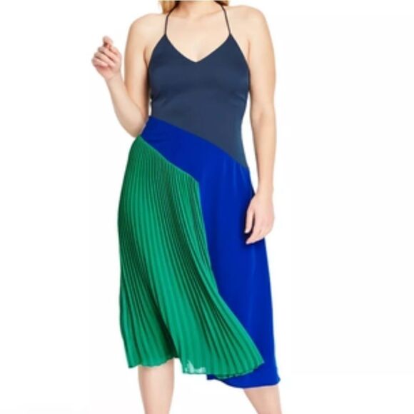 Women's Pleated Dress -CUSHNIE -black/Blue… - Picture 3 of 14